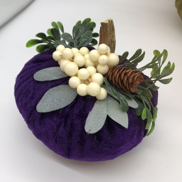 Trio of 3 Handmade Velvet, Poly filled Pumpkins - Picture 4 of 12